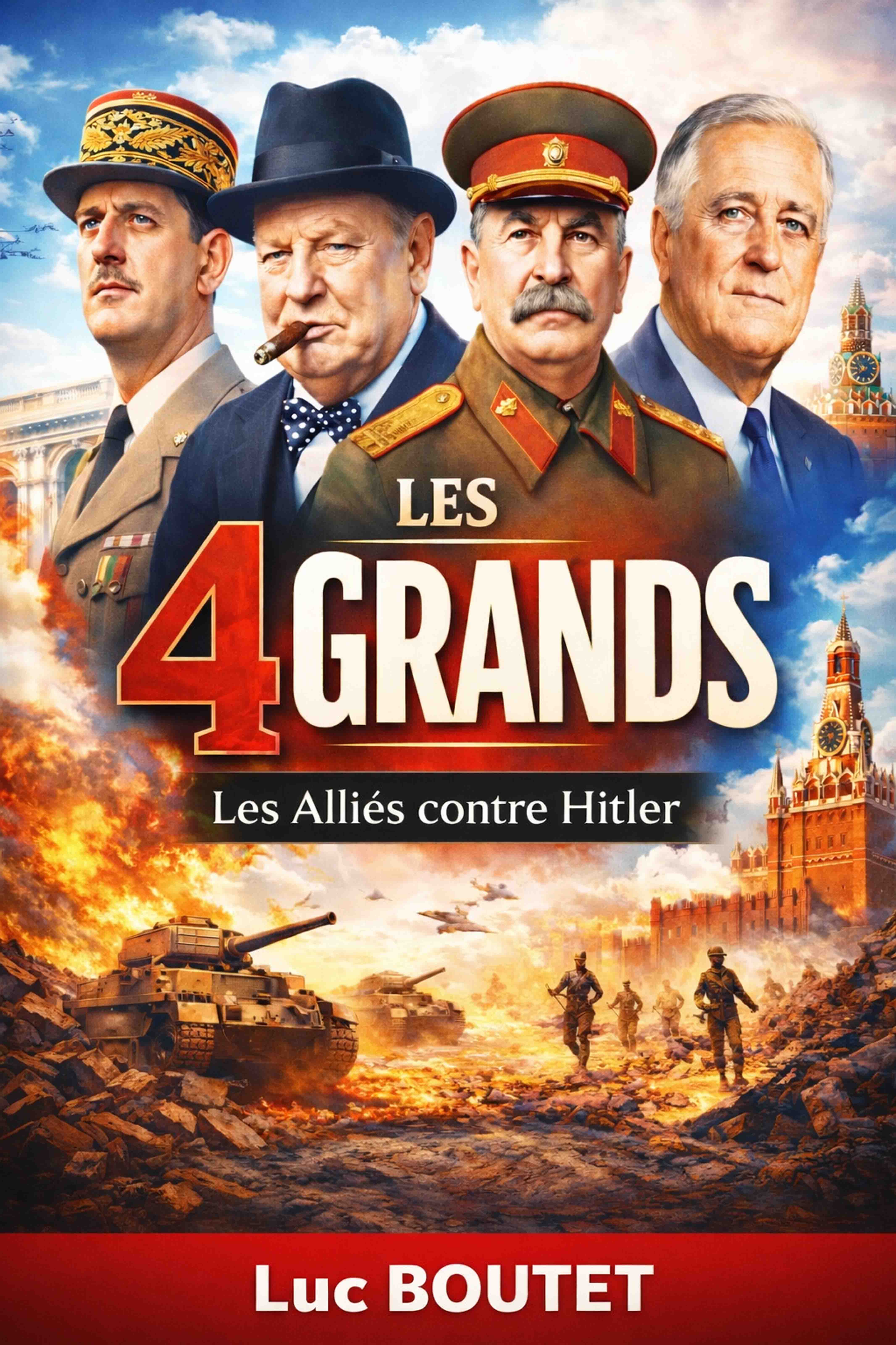 Sur le blog de Luc Boutet : publication d’une image sur : Charles de Gaulle ; Winston Churchill ; Joseph Staline et Franklin Delano Roosevelt qui s’allièrent pour combattre Adolf Hitler et le nazisme ! www.luc-boutet-auteur.com