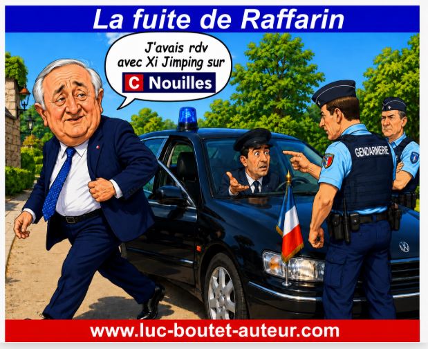 Sur le blog de Luc Boutet : publication d’une image sur : l’affaire Raffarin où l’on voit l’ancien Premier Ministre de Jacques Chirac, impliqué dans un délit de fuite ! A voir sur le blog : : www.luc-boutet-auteur.com